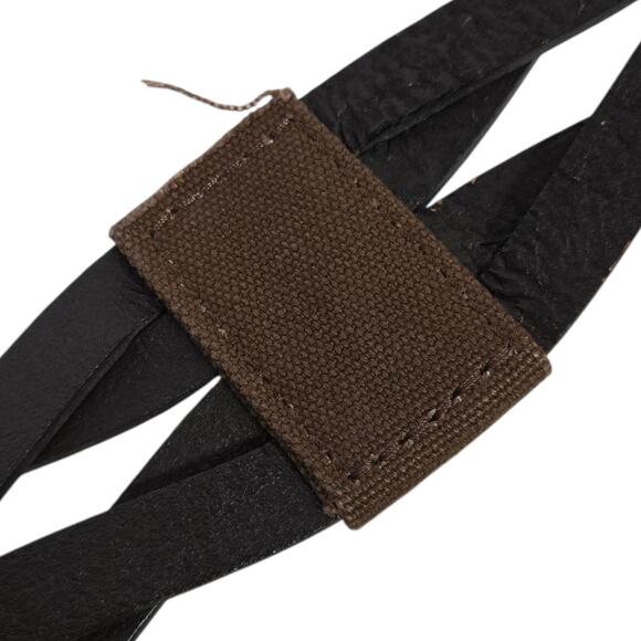 Gap Leather Belt Vintage Brown Canvas Wide Sturdy Rugged Textured Cutouts Medium - Picture 15 of 15